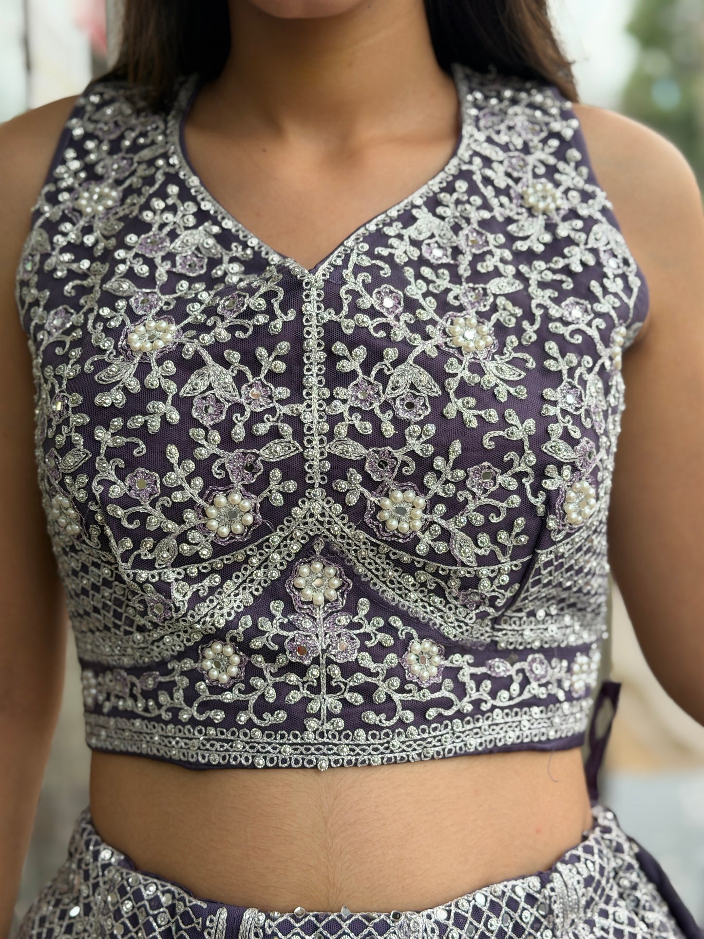 Bridal Glam: Silver Tilla & Zircon Lehenga with Exquisite Mirror Work in JALANDHAR PUNJAB