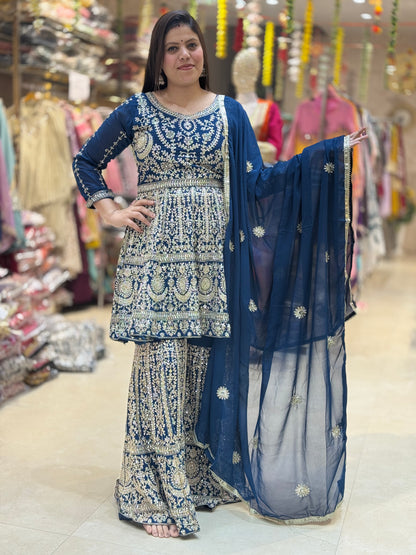 WEDING WERA FUL MIRROR AND ZARI WORK  WITH HEAVY SHRARA SUIT