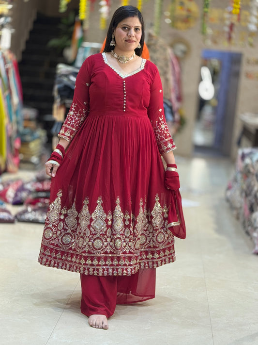 PURE GEORGET LONG LENGTH TILLA AND SIPI WORK ANARKALI