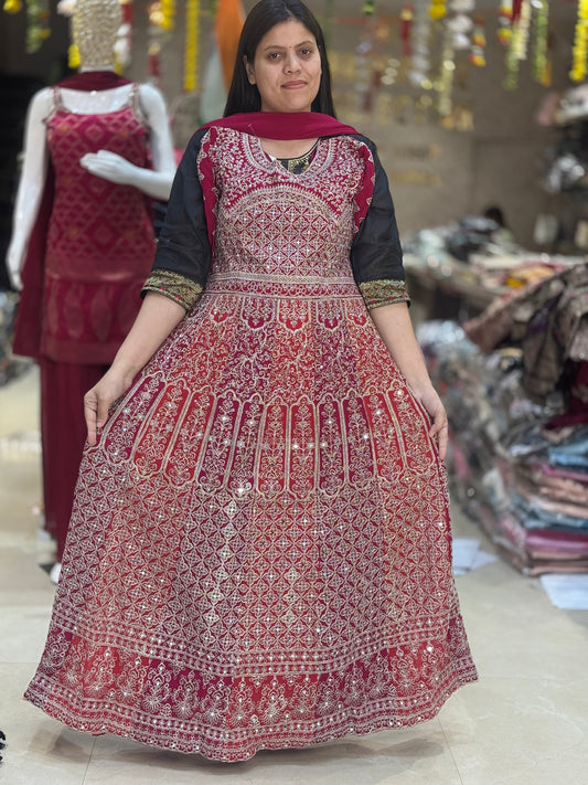 GEORGET ORIGNAL MIRROR AND TILLA WORK FULL LENGTH GOWN WEDDING WEAR GOWN