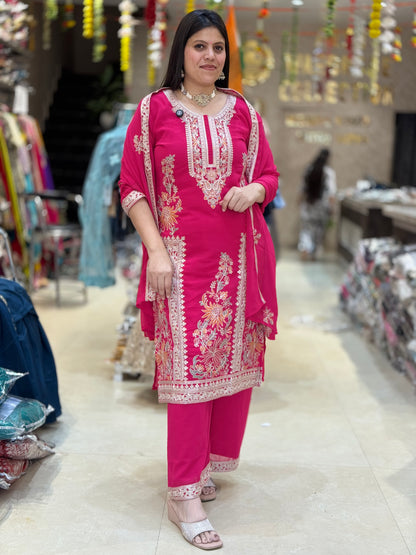 Pure Georgette With Thread Work Back & White Suit P7EL0001(JK)