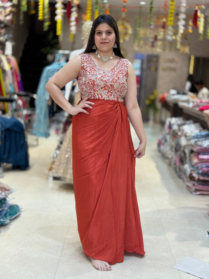 WEDING WERA SHORT TOP WITH SHRUG WITH ORIGNAL MIRROR WORK DHOTI SKIRT