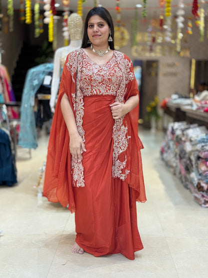 WEDING WERA SHORT TOP WITH SHRUG WITH ORIGNAL MIRROR WORK DHOTI SKIRT