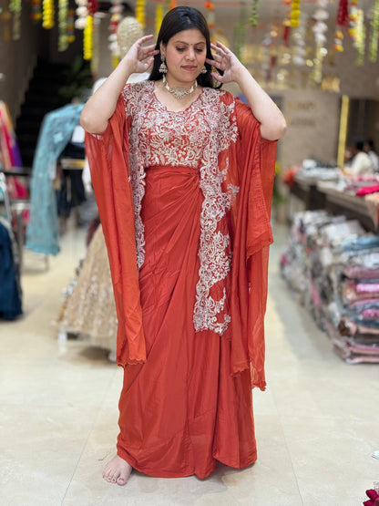 WEDING WERA SHORT TOP WITH SHRUG WITH ORIGNAL MIRROR WORK DHOTI SKIRT