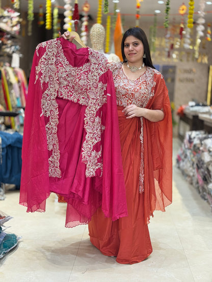 WEDING WERA SHORT TOP WITH SHRUG WITH ORIGNAL MIRROR WORK DHOTI SKIRT