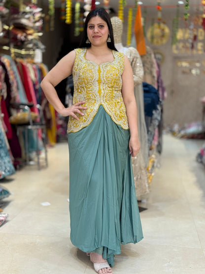 PREMIUM SILK CAPE WITH DHOTI STYLE SKIRT 3 PC SET