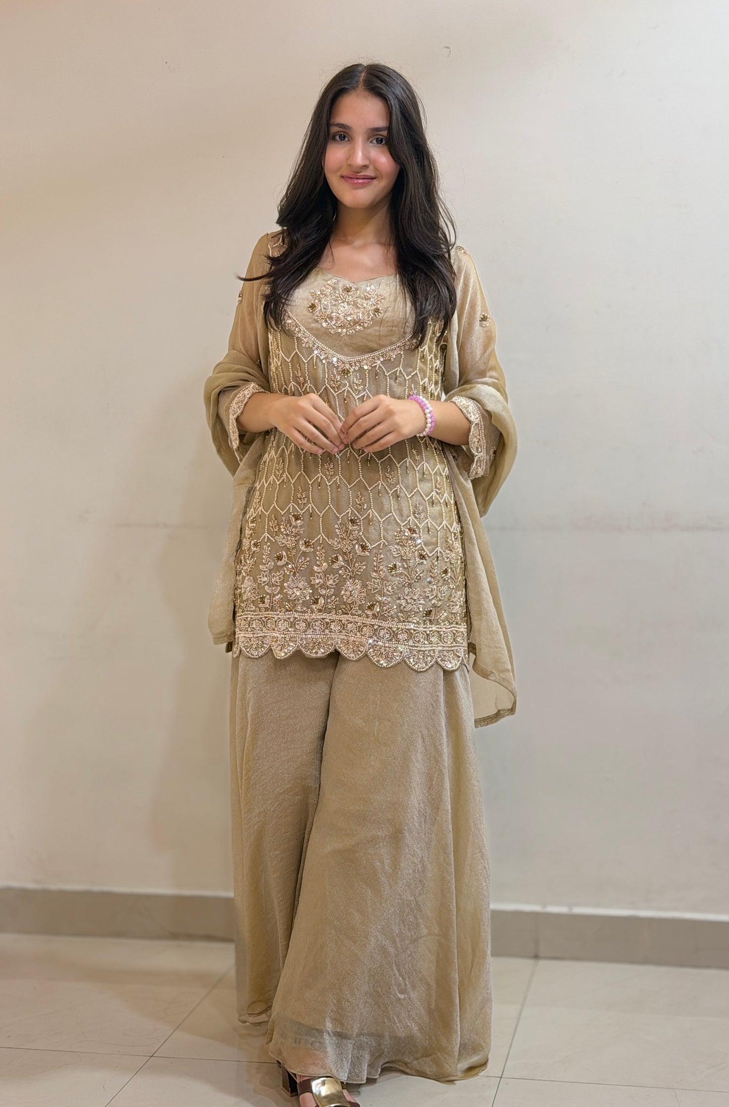 PREMIUM BUSTIER DESIGN FULL WORK SHORT SHIRT WITH JAFFA