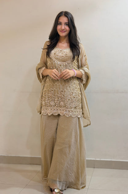 PREMIUM BUSTIER DESIGN FULL WORK SHORT SHIRT WITH JAFFA