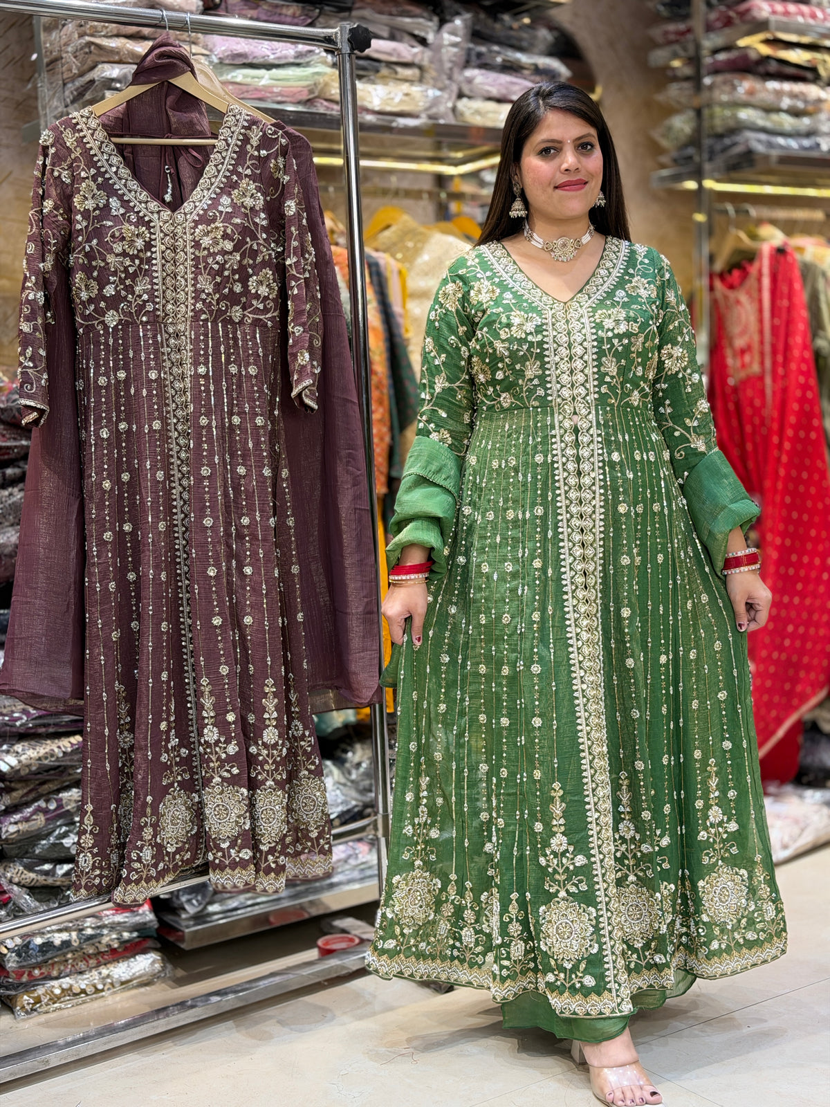 FRONT CUT DESIGN ANARKALI WITH JAFFA