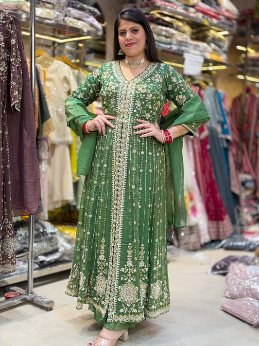 FRONT CUT DESIGN ANARKALI WITH JAFFA