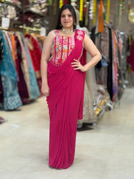 PURE SILK AND GEORGET BEAUTIFUL PEARL AND TILLA WORK PARTY WEAR SARE