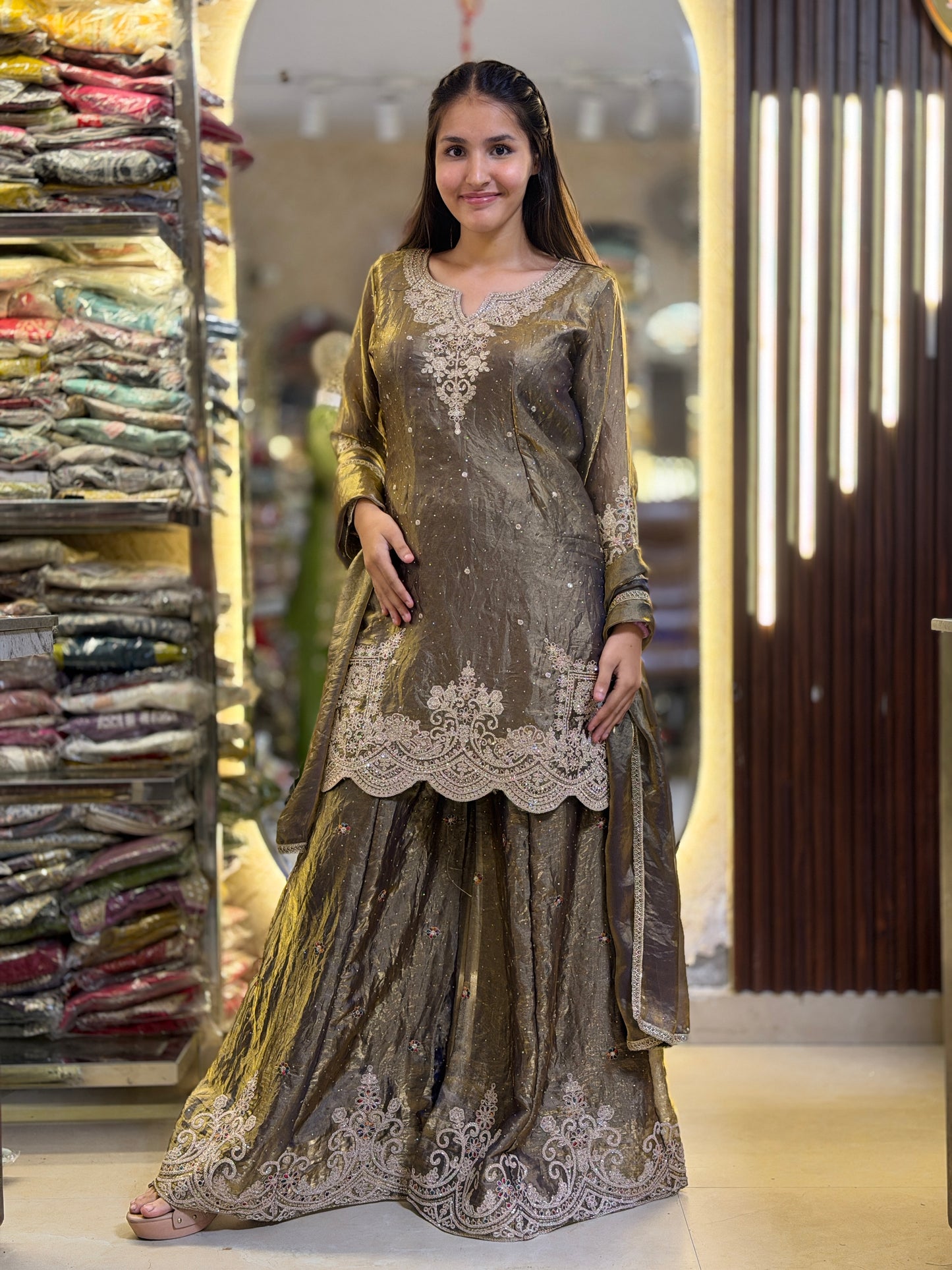 GOLDEN SILVER DESIGN BEAUTIFUL BOARDER JAFFA DRESS