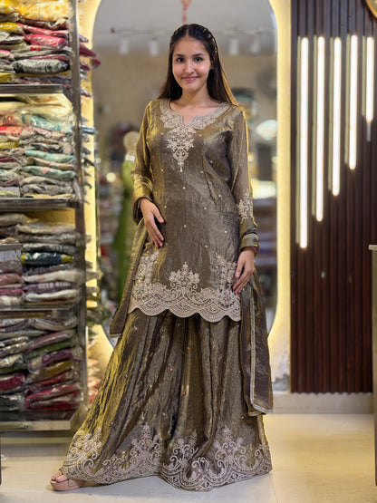 GOLDEN SILVER DESIGN BEAUTIFUL BOARDER JAFFA DRESS