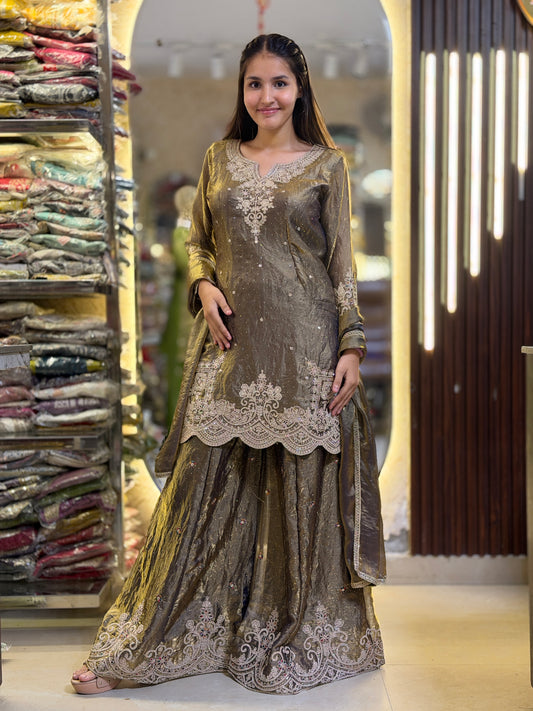 GOLDEN SILVER DESIGN BEAUTIFUL BOARDER JAFFA DRESS