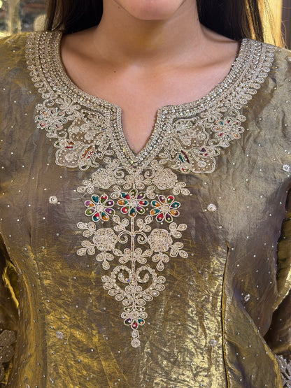 GOLDEN SILVER DESIGN BEAUTIFUL BOARDER JAFFA DRESS
