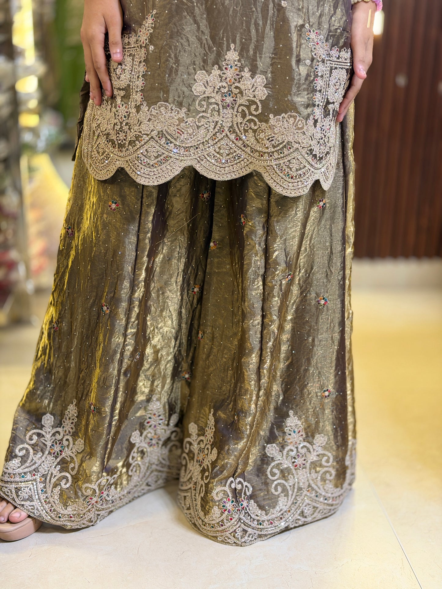 GOLDEN SILVER DESIGN BEAUTIFUL BOARDER JAFFA DRESS