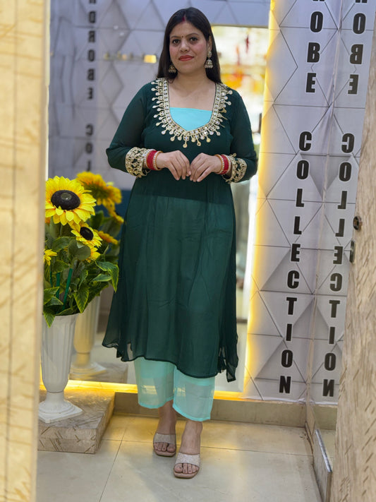 BEAUTIFUL LONG SHIRT NECK DESIGN DUEL CORDSET