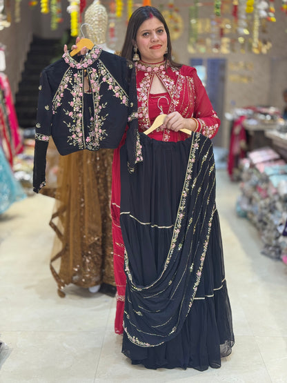 PURE GEORGET BEAUTIFUL LEHNGA SAREE
