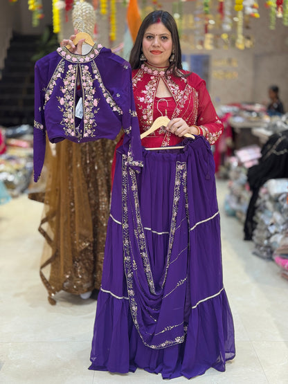 PURE GEORGET BEAUTIFUL LEHNGA SAREE
