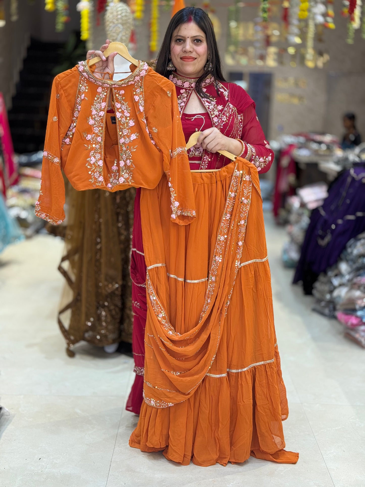 PURE GEORGET BEAUTIFUL LEHNGA SAREE
