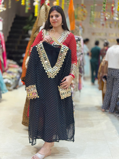 VIRAL 3 PC SET IN GEORGETTE WITH MIRROR WORK