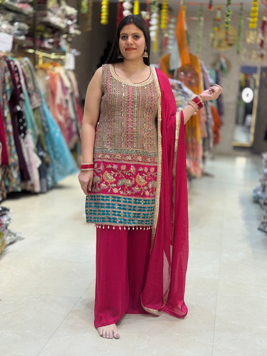 GEORGETE SUIT WITH HAND EMBROIDRY BY INDIPEHNAWA