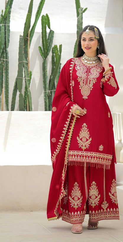 PARTY WEAR CHINON DESIGNER 3 PC JAFFA SUIT