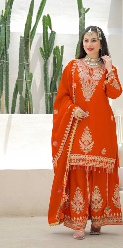 PARTY WEAR CHINON DESIGNER 3 PC JAFFA SUIT