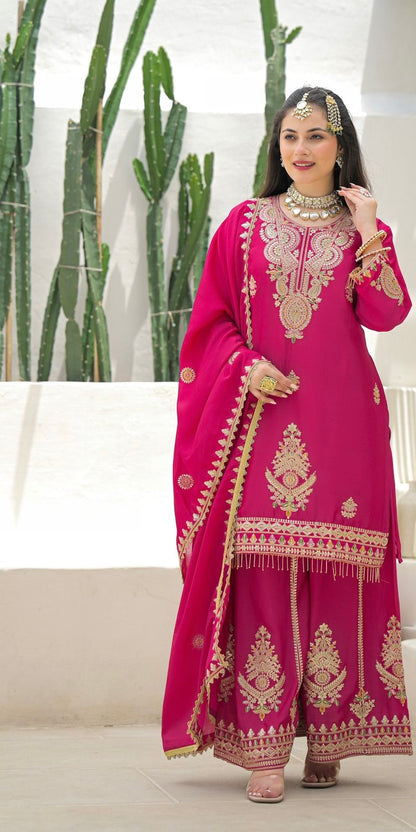 PARTY WEAR CHINON DESIGNER 3 PC JAFFA SUIT