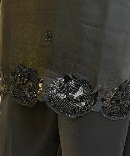 BLACK HAND WORK SHORT KURTI WITH WITH PLAZZO