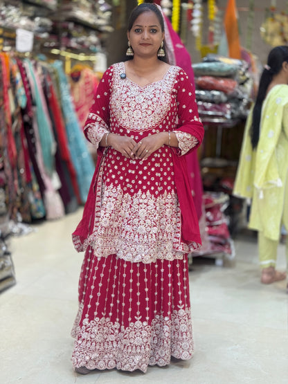 PAMPLUM LEHNGA WITH ORIGNAL MIRROR WORK WITH GEORGET