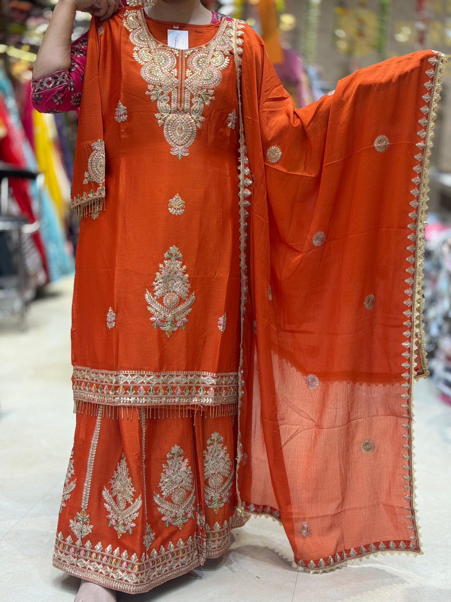 PARTY WEAR CHINON DESIGNER 3 PC JAFFA SUIT
