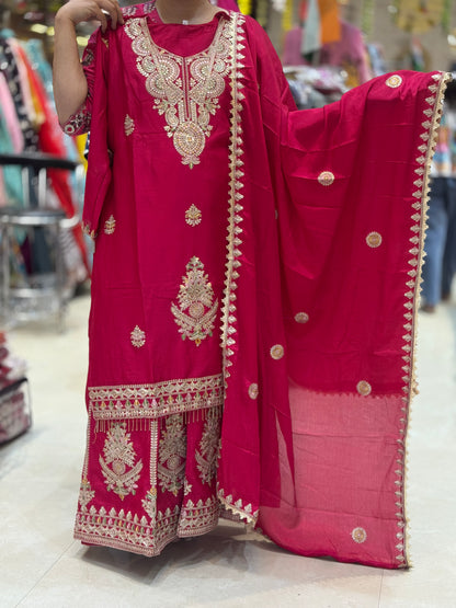 PARTY WEAR CHINON DESIGNER 3 PC JAFFA SUIT