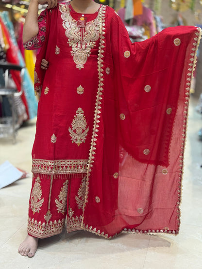 PARTY WEAR CHINON DESIGNER 3 PC JAFFA SUIT