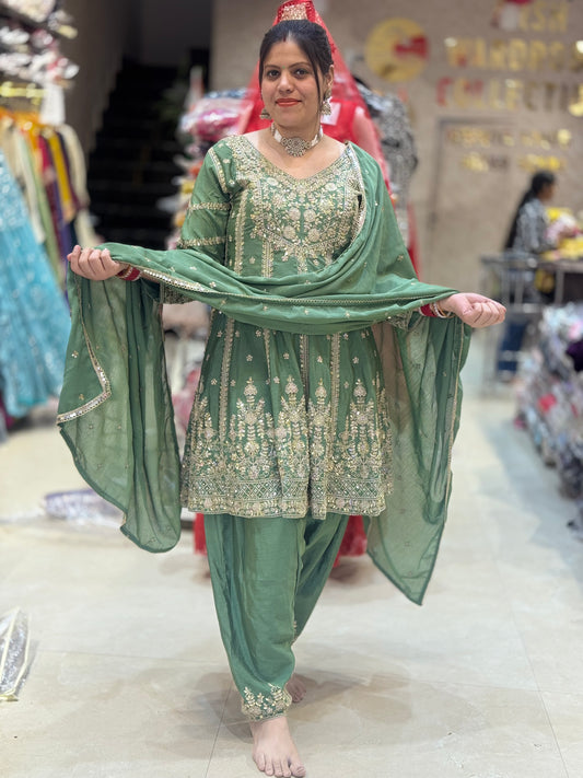 PREMIUM CHINON HANDWORK PEMPLUM SALWAR SUIT