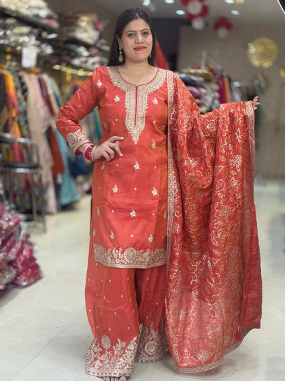 PREMIUM SILK NECK DESIGN SHIRT WITH FLOWER SIPI WORK WITH HEAVY JAFFA