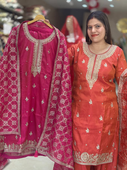 PREMIUM SILK NECK DESIGN SHIRT WITH FLOWER SIPI WORK WITH HEAVY JAFFA