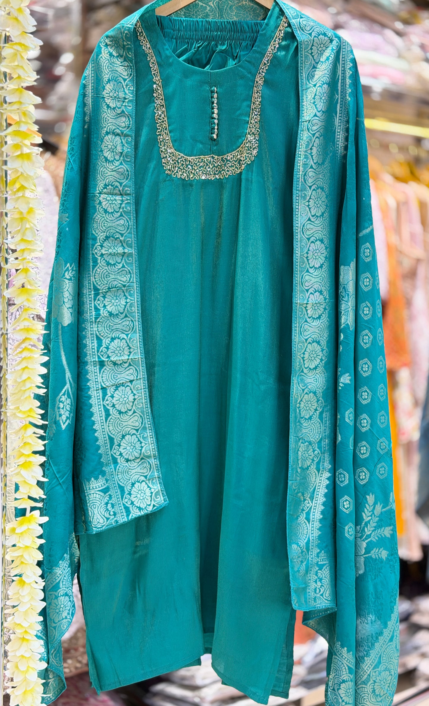 GAJJI SILK WITH CRISS CROS WORK SUIT