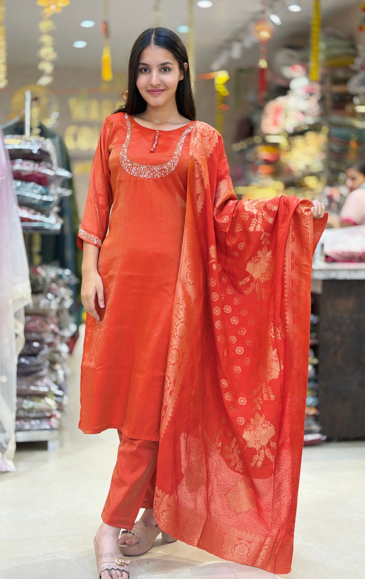 GAJJI SILK WITH CRISS CROS WORK SUIT