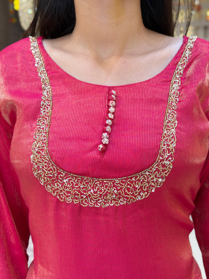 GAJJI SILK WITH CRISS CROS WORK SUIT