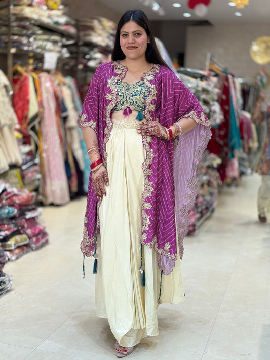 DESIGNER 3D CAPE SKIRT DHOTI SET