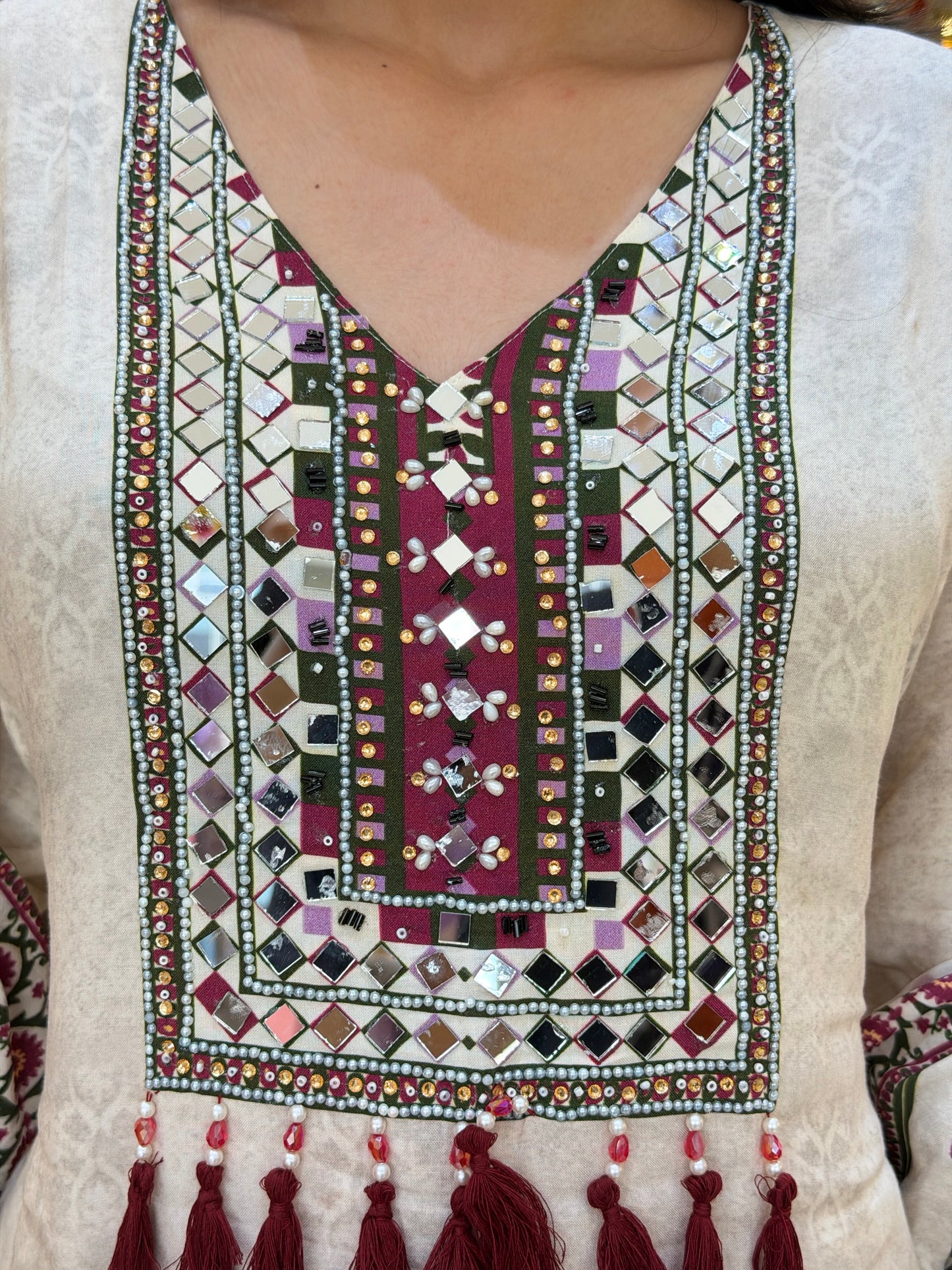 IVORY MEHROON WORK DESIGNER DUPPTA SUIT