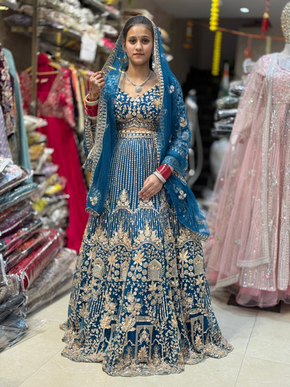 WEDDING WEAR NITED THREAD AND MIRROR WORK HEAVY LEHNGA