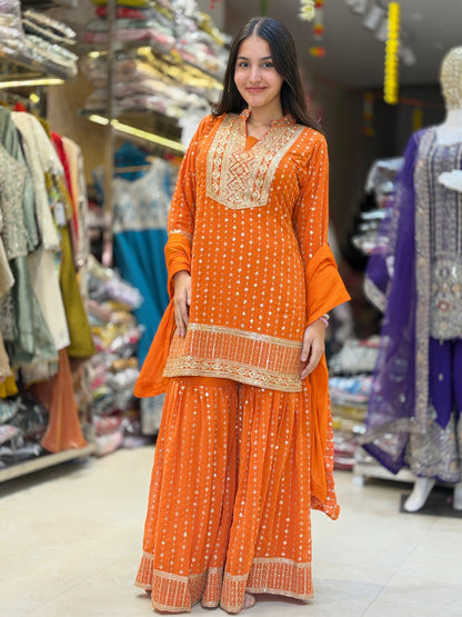 ORANGE NECK DESIGN BEAUTIFUL JAFFA SUIT