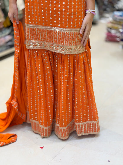 ORANGE NECK DESIGN BEAUTIFUL JAFFA SUIT