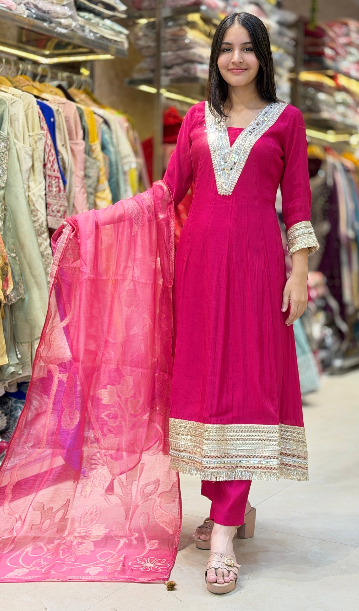 BEAUTIFUL DESIGN LASE WORK ANARKALI