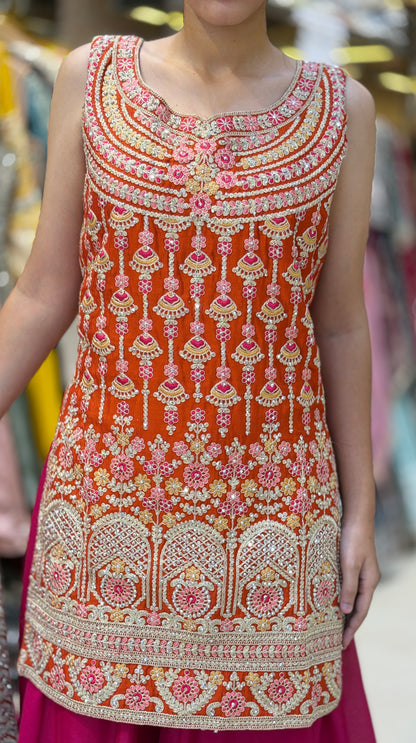 PURE CHINON PARTY WEAR DUAL COLORED ZARI WORK/THREAD WORK/MIRROR WORK SUIT WITH ZAFFA (ARTICAL-0.1)