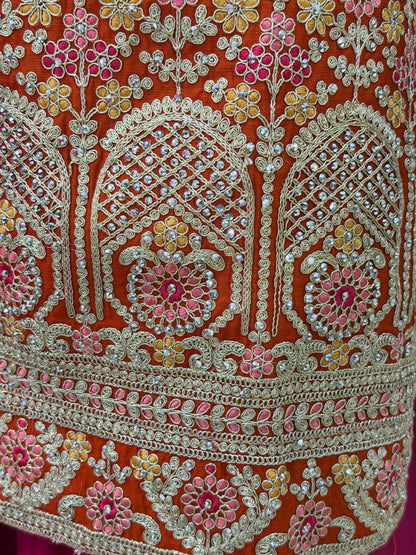 PURE CHINON PARTY WEAR DUAL COLORED ZARI WORK/THREAD WORK/MIRROR WORK SUIT WITH ZAFFA (ARTICAL-0.1)