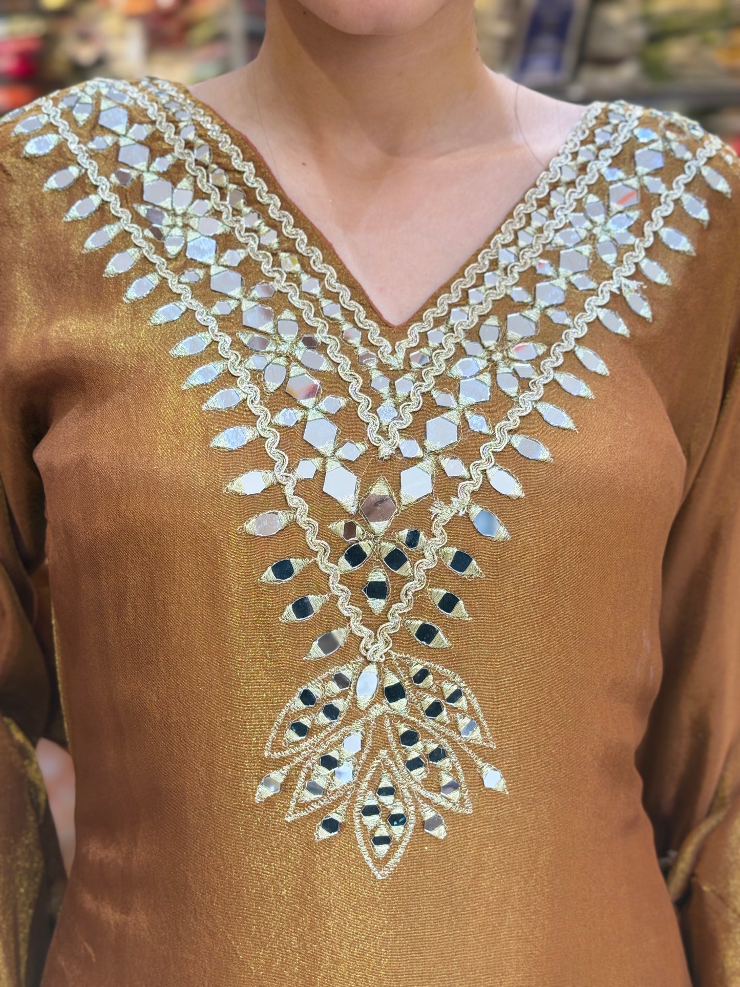 BROWN PREMIUM MIRROR DESIGN POTLI DESIGN SUIT