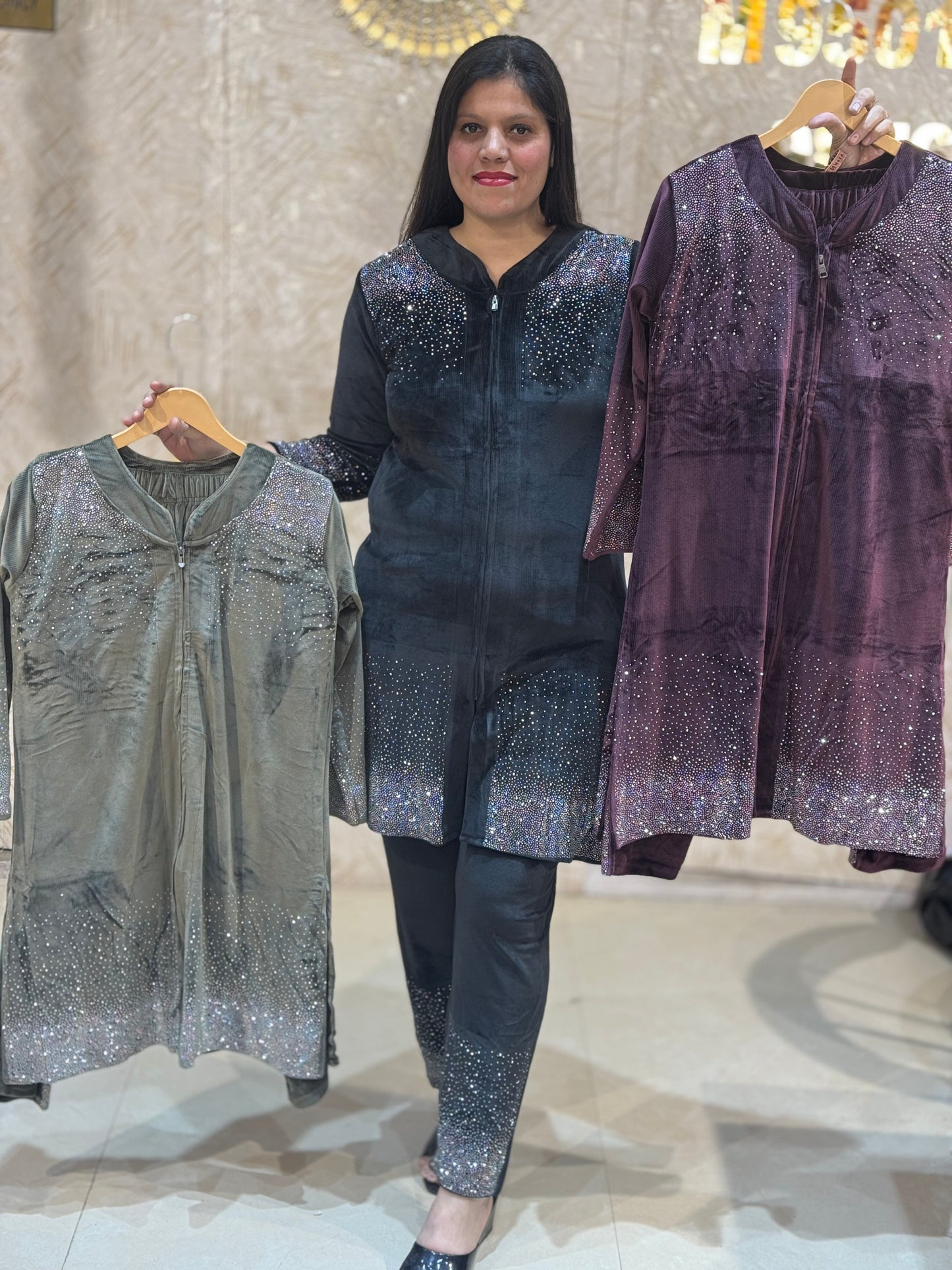 Zipper Premium Cotrize Velvet Co-ord Set: Luxe & Stylish